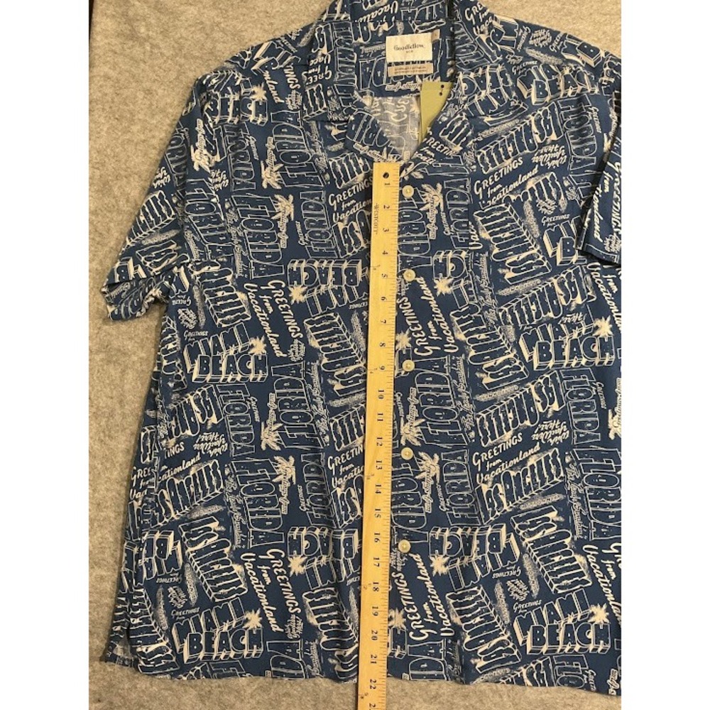 NWT Goodfellow & Co Mens Blue Florida Los Angeles Graphic Vacation Camp Shirt XL - Picture 6 of 10
